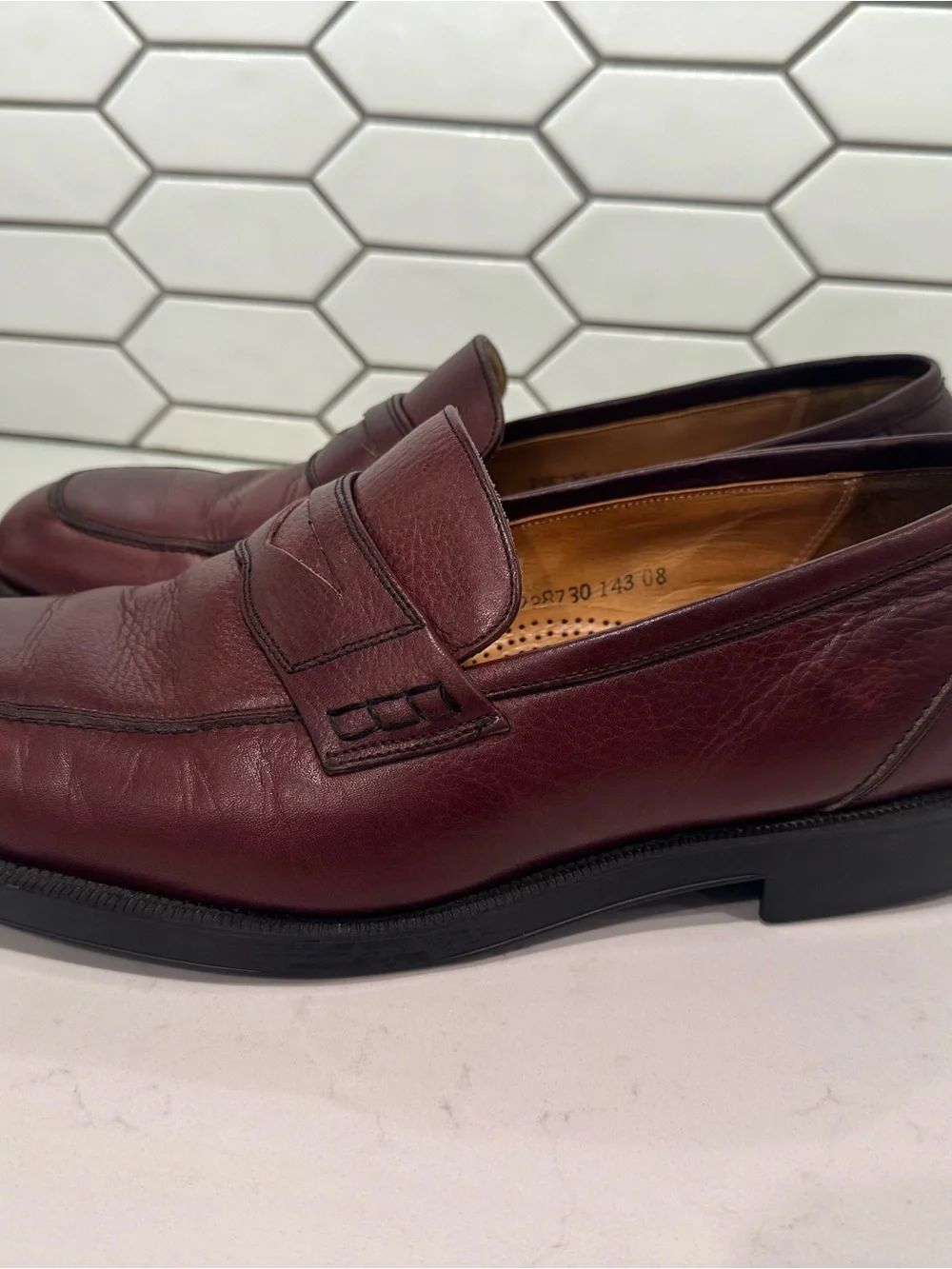 Florsheim Comfortech Men's Size 12 D Leather Penny Loafers Burgundy Slip On
